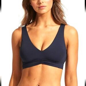 NWOT Seafolly Australia V Neck Crop Bikini Top. Eco Collective True Navy. 6 US.